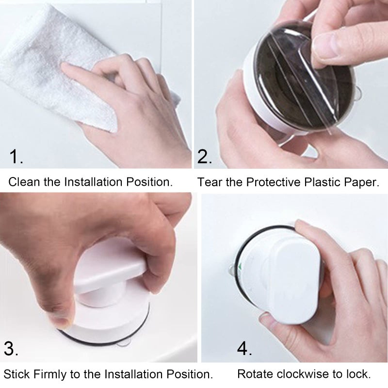 DDSKY 2 Pack Strong Suction Cup Drawer Glass Mirror Wall Tile Handle Bathroom Bathroom Door Handle Glass Door Handle Suction Handle - Image 3